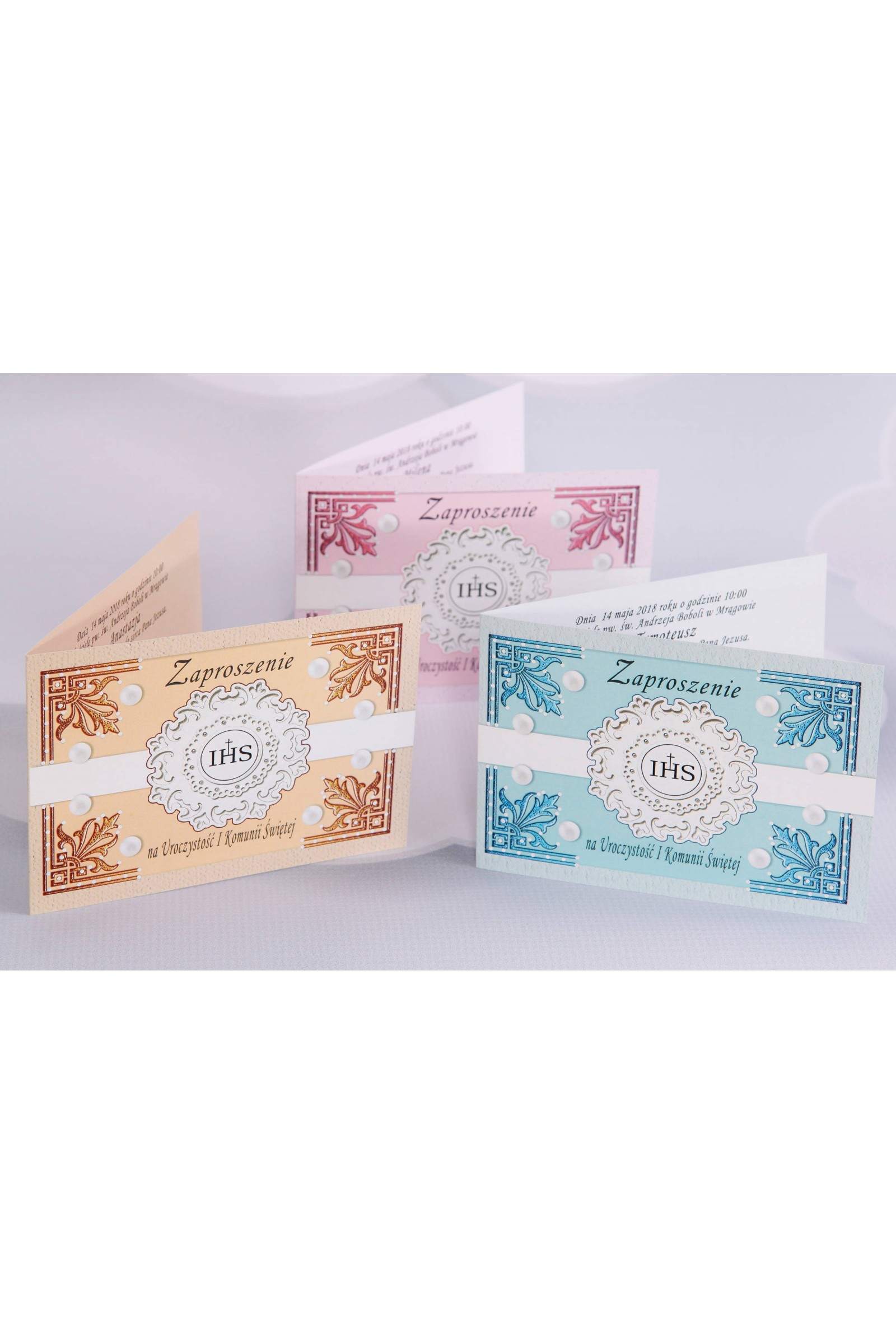 Personalizowane zaproszenia komunijne popularne - Rozetka 1 (a,b,c) - obraz 1