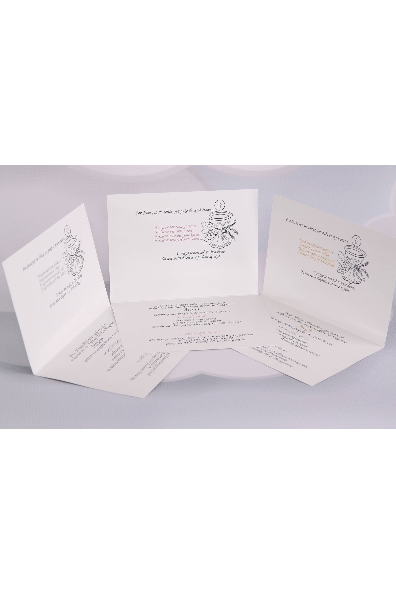 Personalizowane zaproszenia komunijne popularne - Płótno 4 (a,b,c) - obraz 3