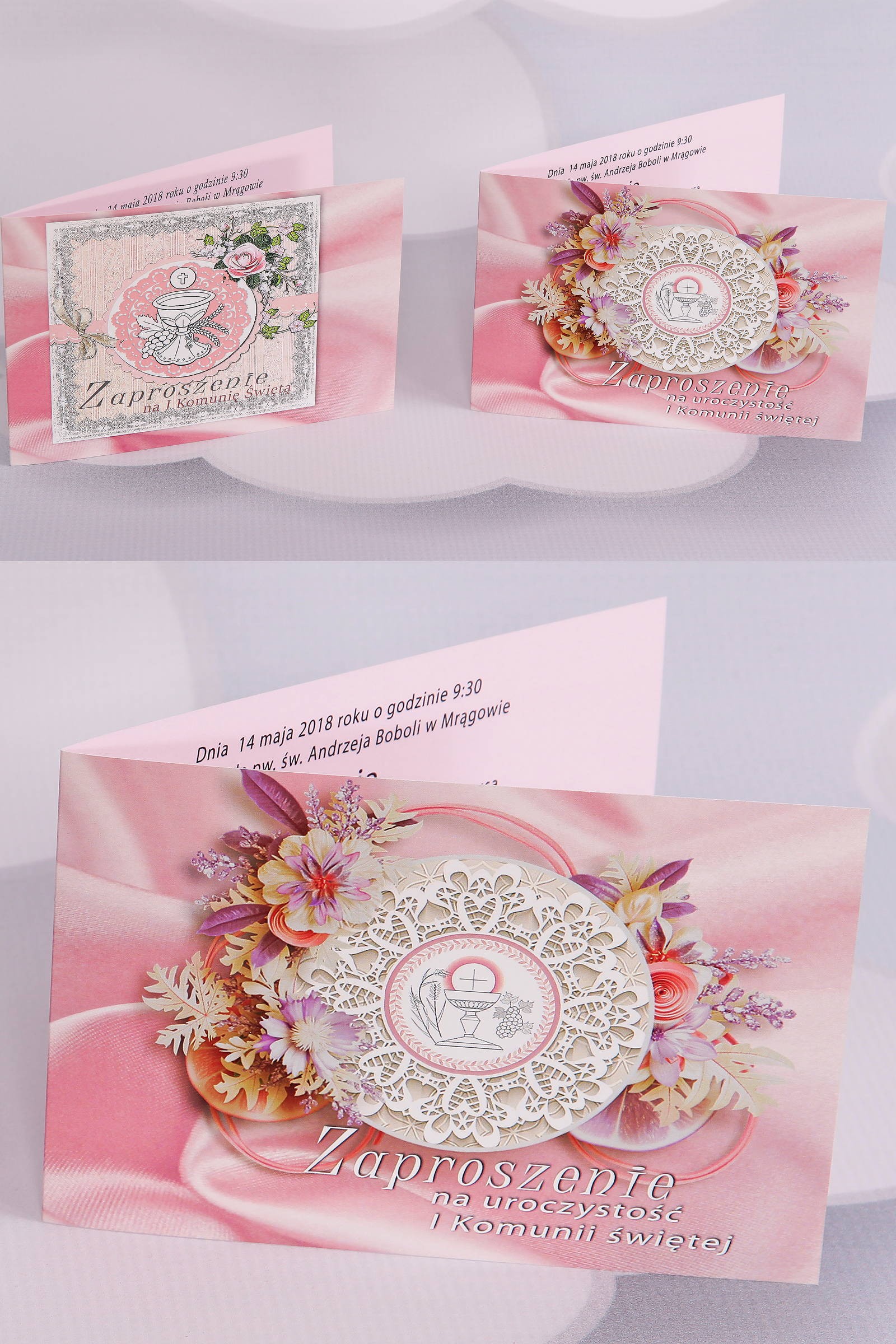 Personalizowane zaproszenia komunijne popularne - Satyna 3 (c,d) - obraz 0