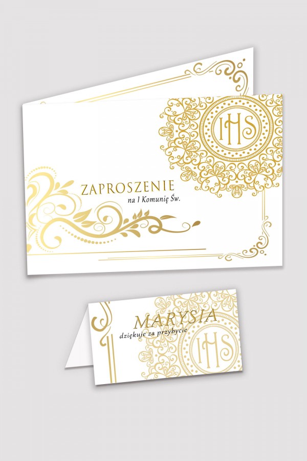 Personalizowane zaproszenia komunijne i winietki - Elegance