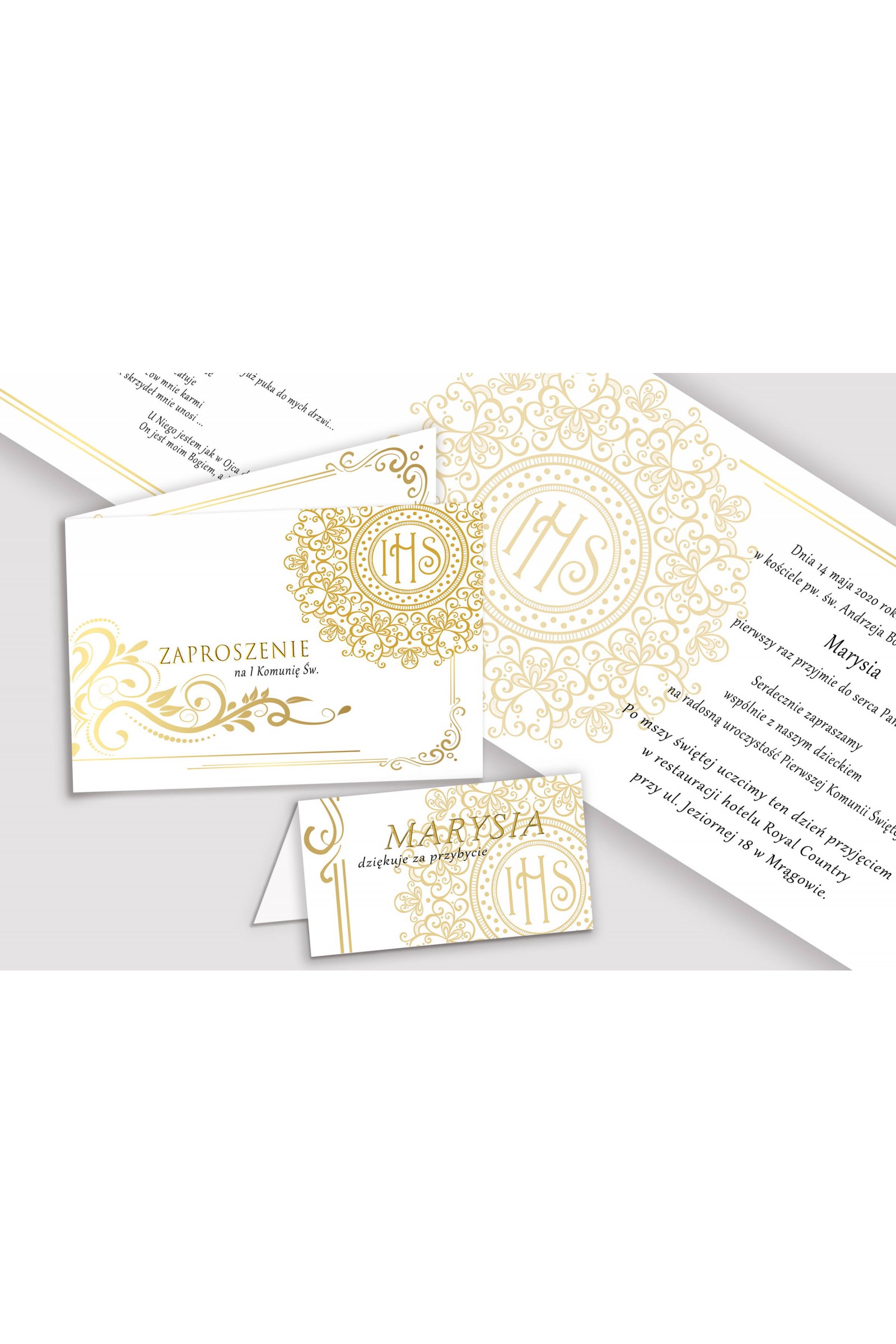 Personalizowane zaproszenia komunijne i winietki - Elegance - obraz 1