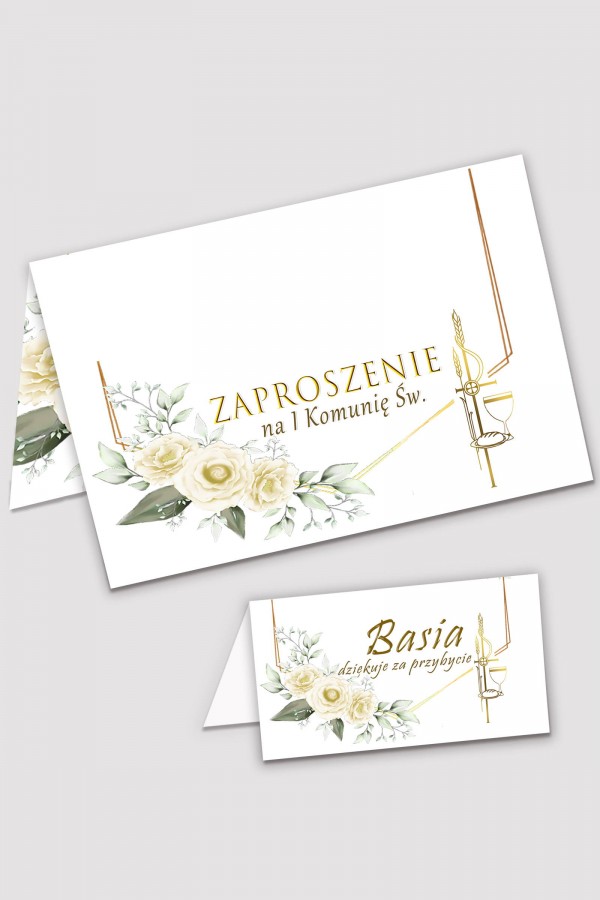 Personalizowane zaproszenia komunijne i winietki - Gracja