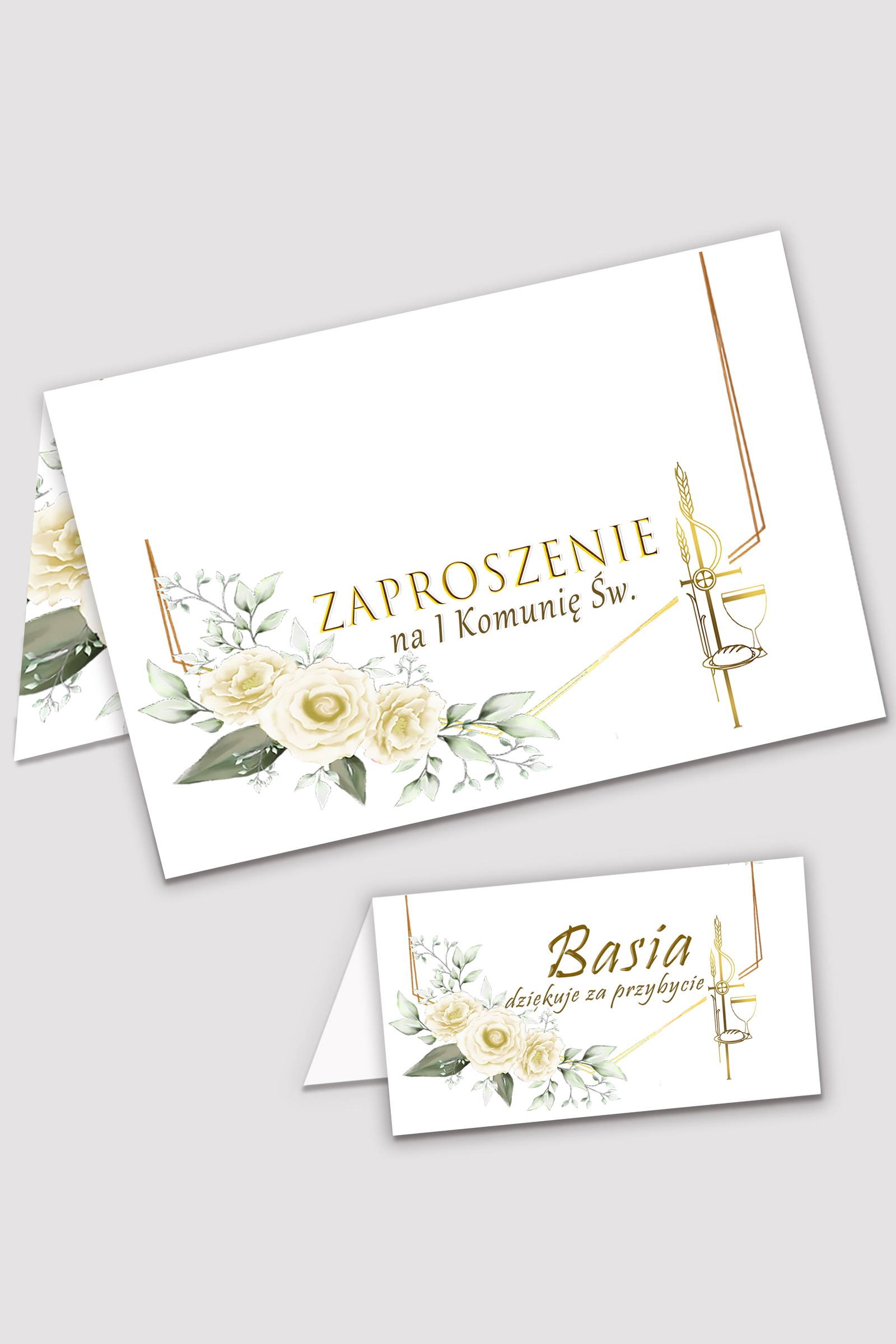 Personalizowane zaproszenia komunijne i winietki - Gracja - obraz 0
