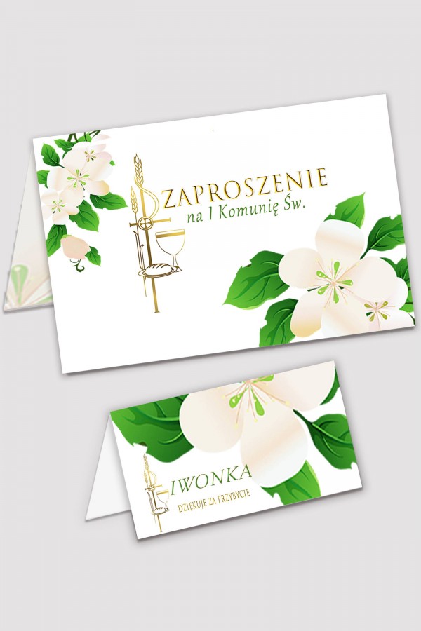 Personalizowane zaproszenia komunijne i winietki - Świeżość poranka