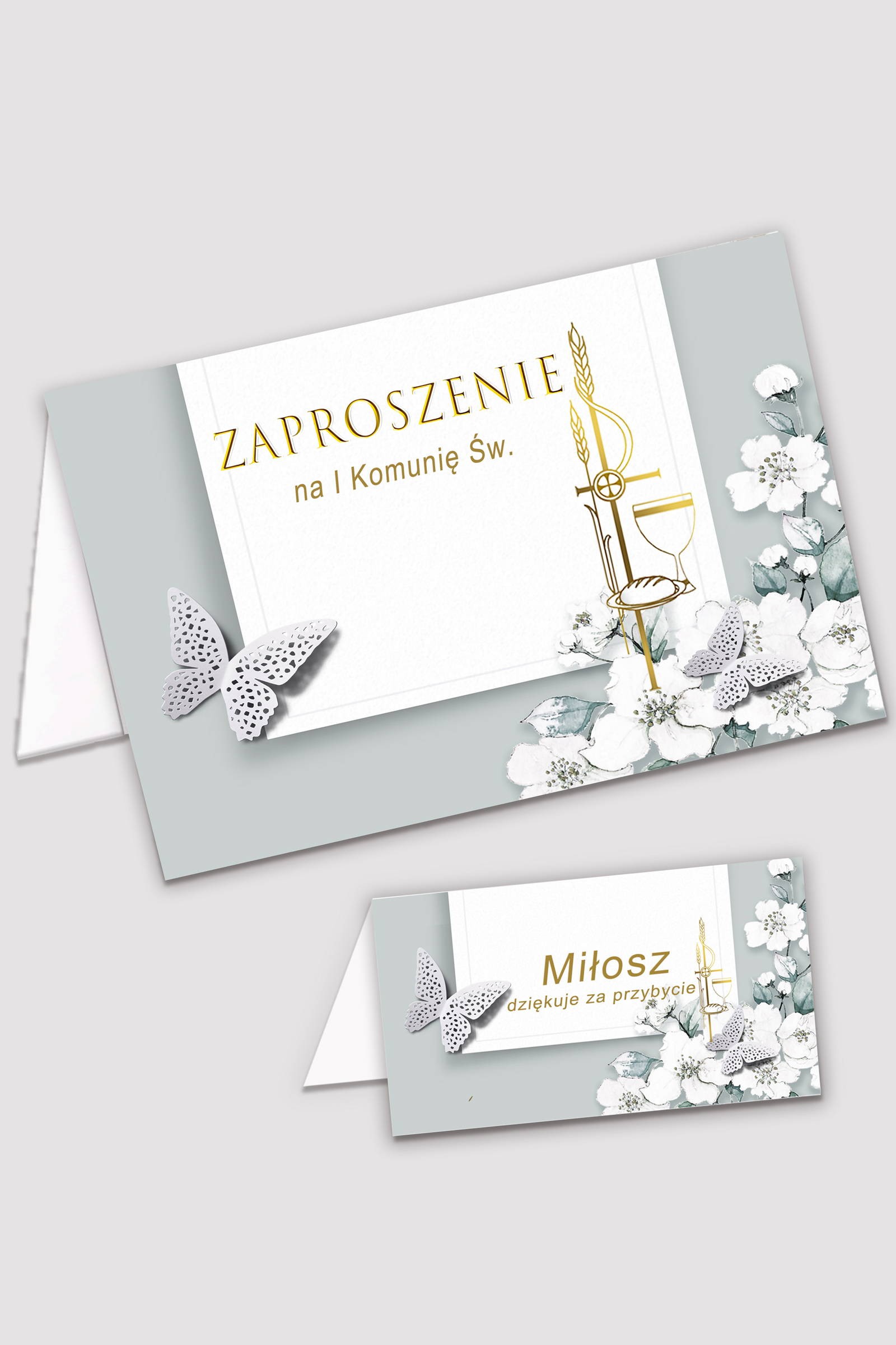 Personalizowane zaproszenia komunijne i winietki - Jaśminowy ogród - obraz 0