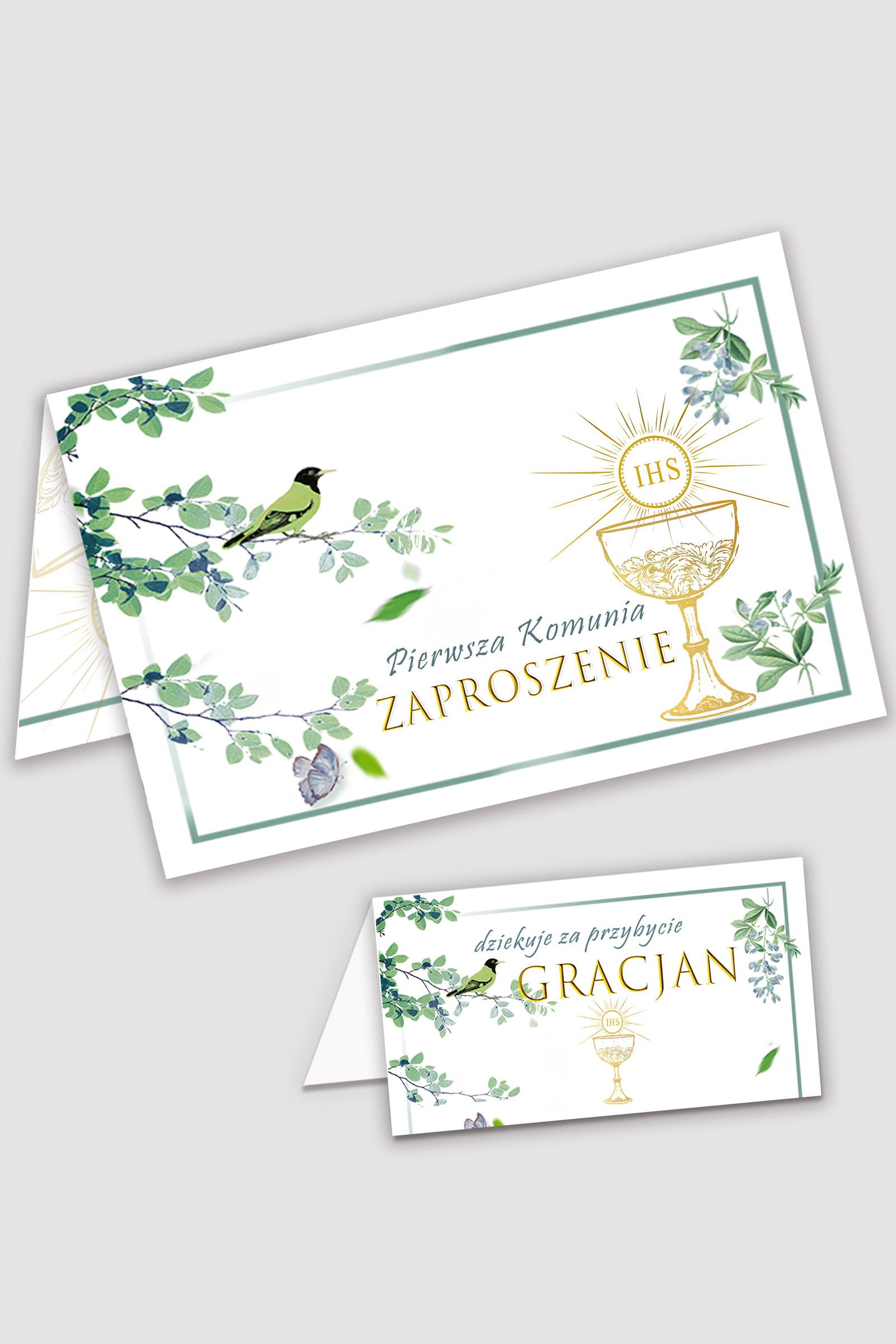 Personalizowane zaproszenia komunijne i winietki - Słowik w gaju - obraz 0