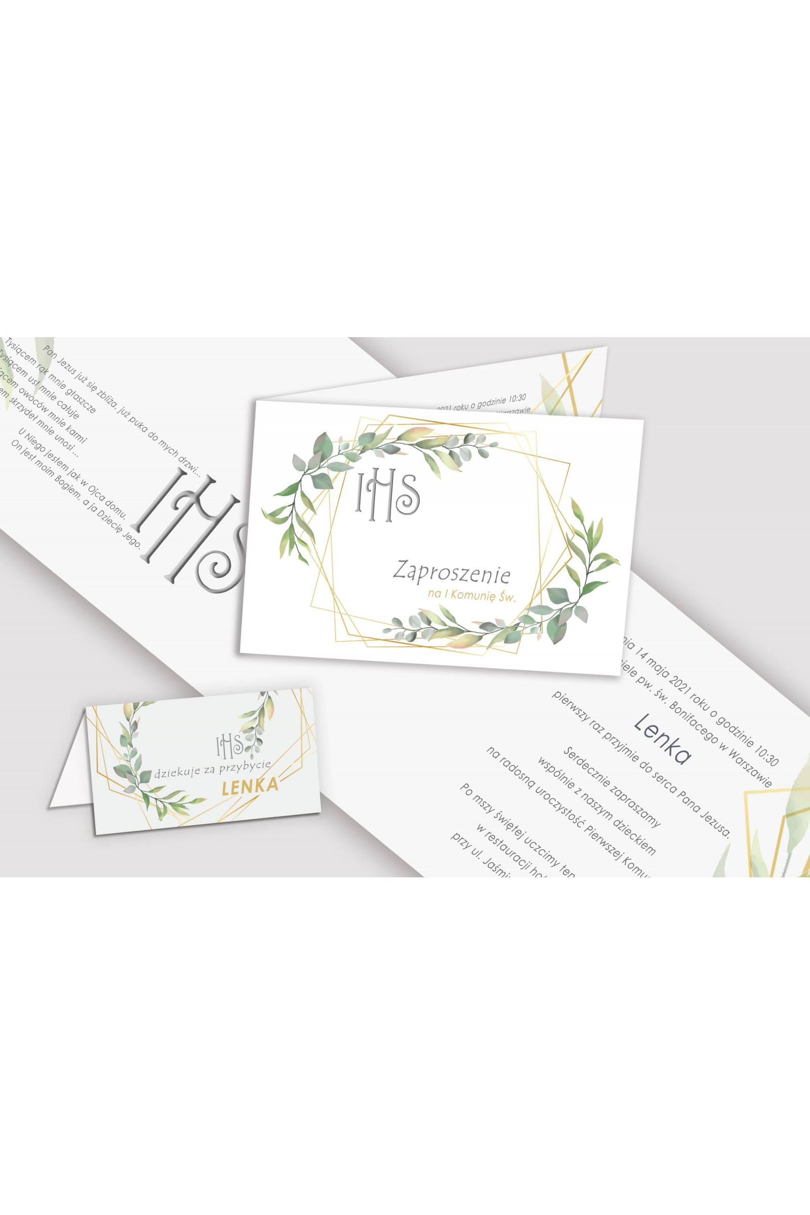 Personalizowane zaproszenia komunijne i winietki - Zamglony poranek - obraz 1