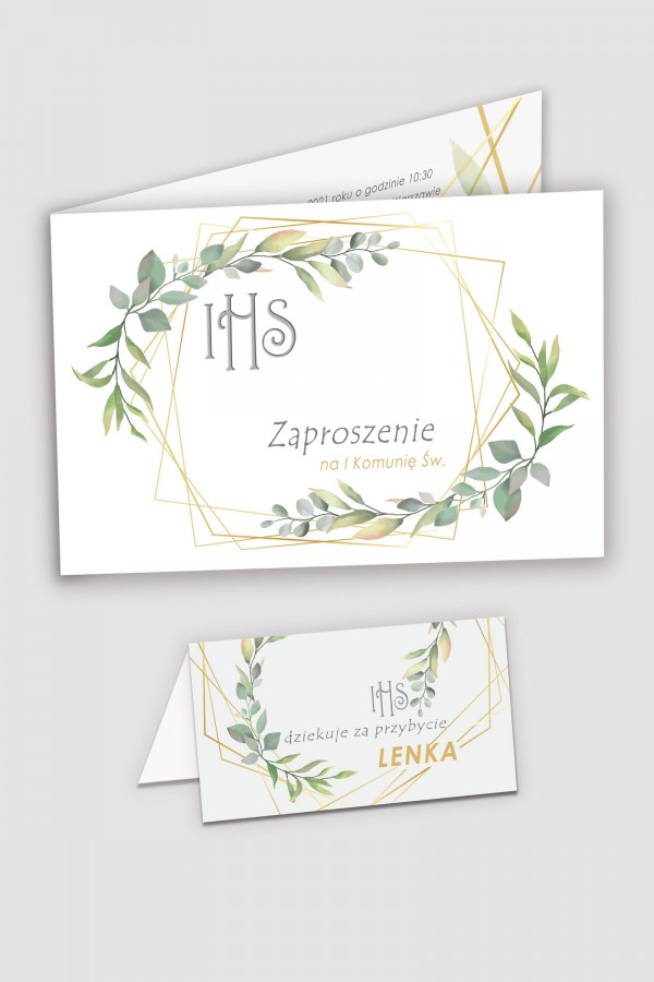 Personalizowane zaproszenia komunijne i winietki - Zamglony poranek