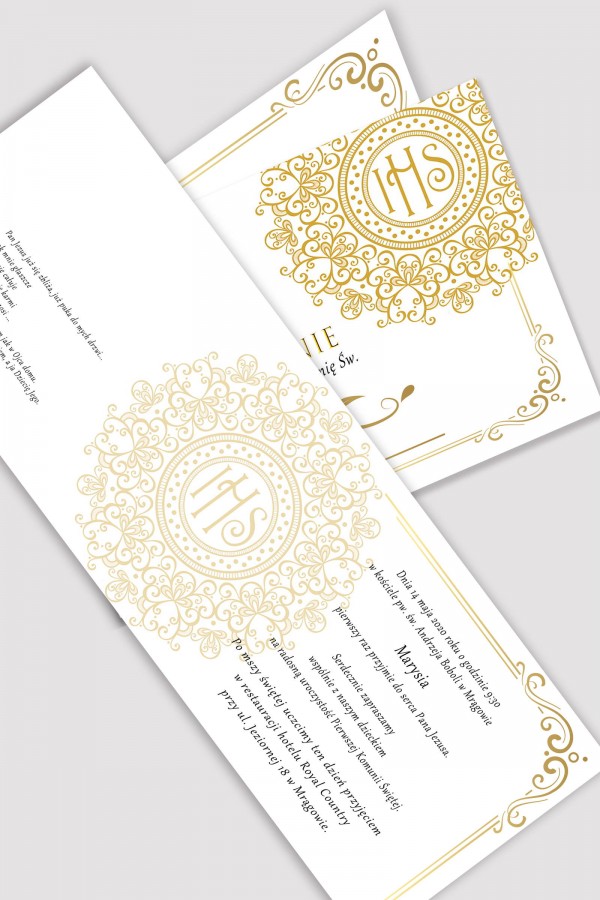 Personalizowane zaproszenia komunijne z zestawów - Elegance