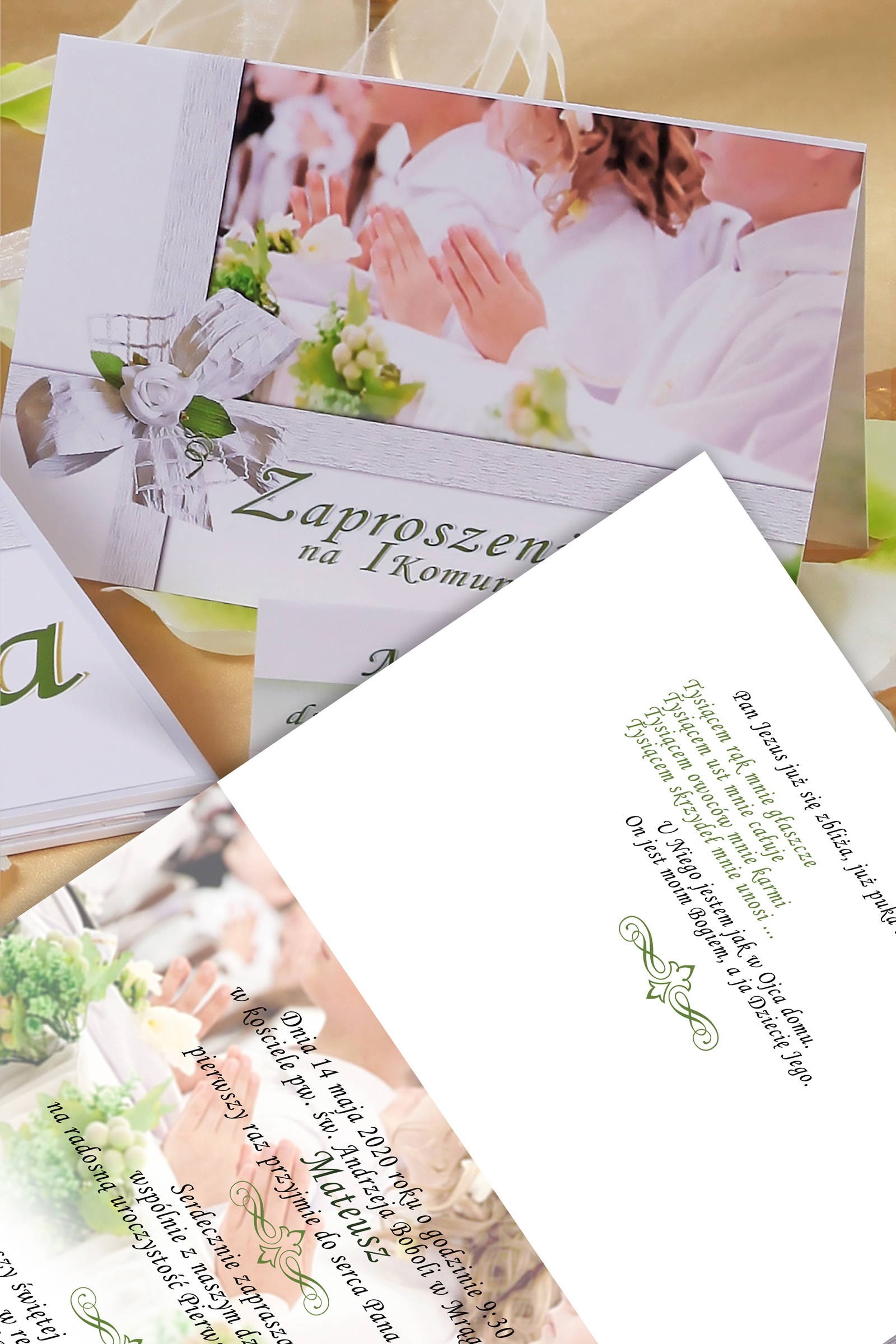 Personalizowane zaproszenia komunijne z zestawów - Biel dzieci - obraz 0