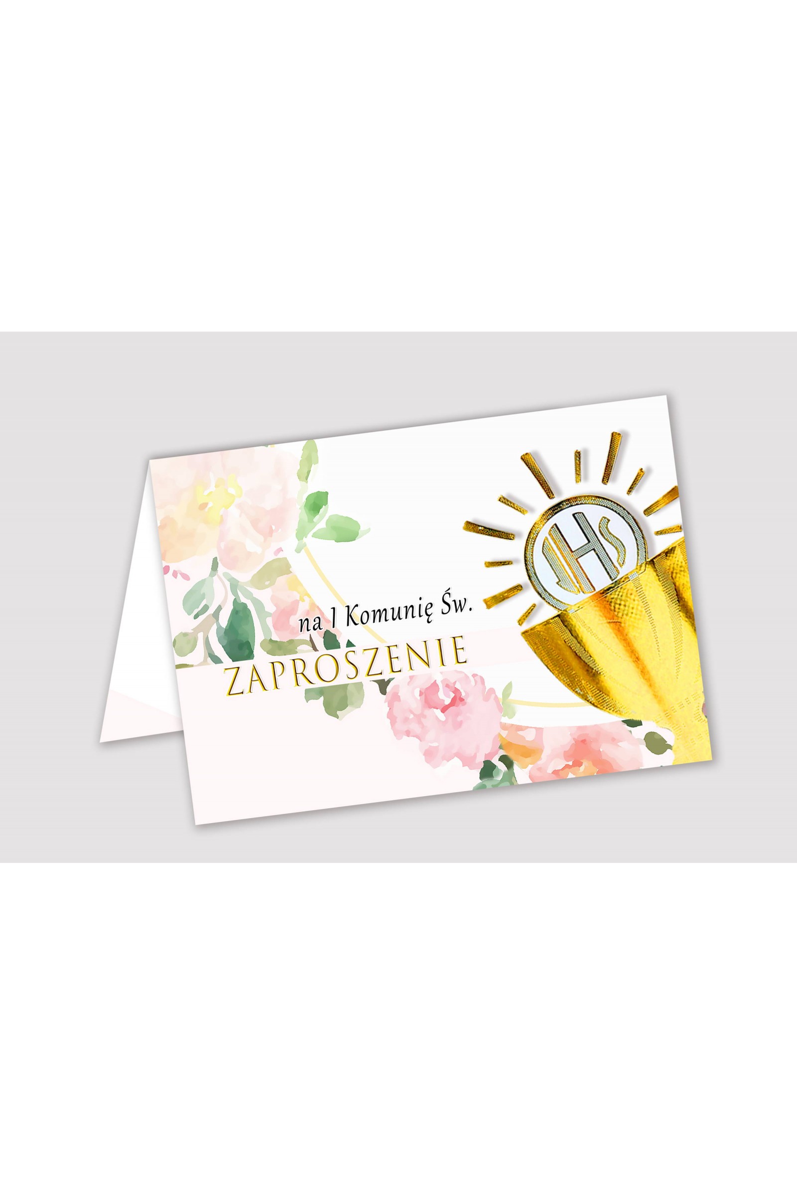 Personalizowane zaproszenia komunijne z zestawów - Akwarelka różowa - obraz 1