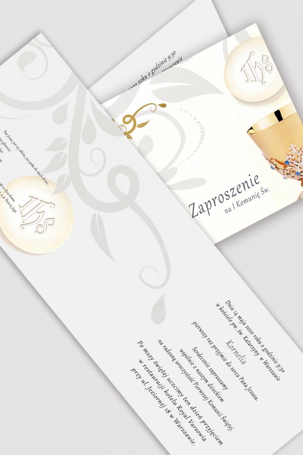 Personalizowane zaproszenia komunijne z zestawów - Kielich