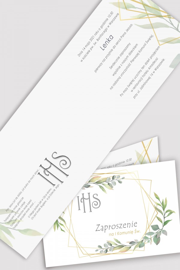 Personalizowane zaproszenia komunijne z zestawów - Zamglony poranek