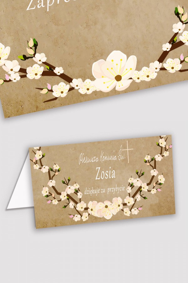 Personalizowane winietki komunijne - Pergaminowy sad