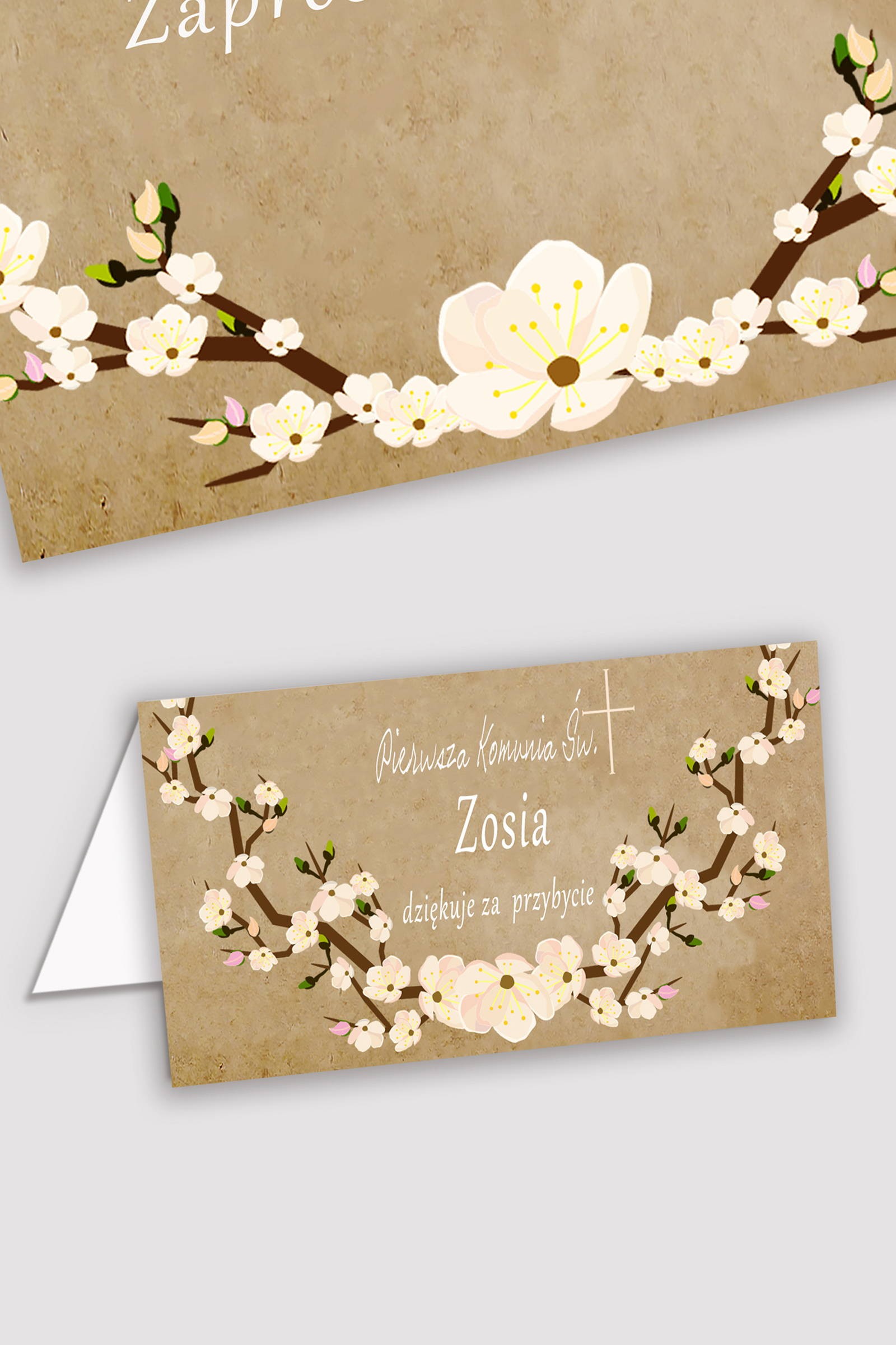 Personalizowane winietki komunijne - Pergaminowy sad - obraz 0