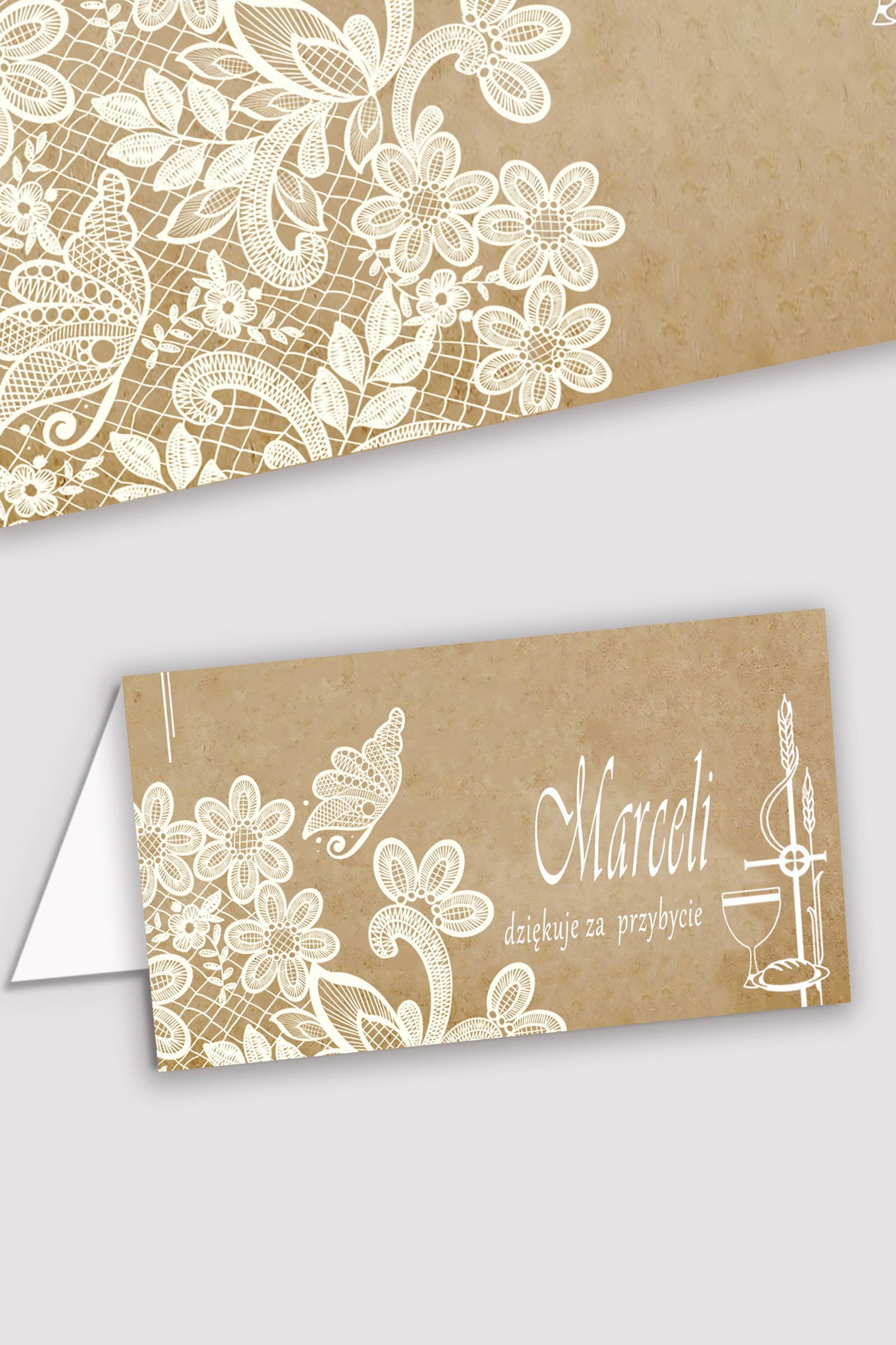 Personalizowane winietki komunijne - Pergaminowy motylek - obraz 0