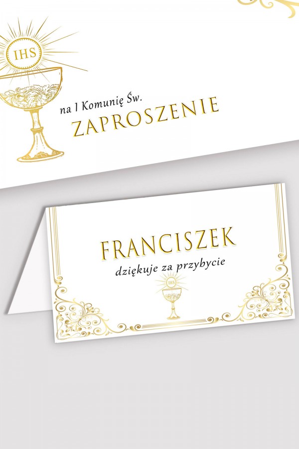 Personalizowane winietki komunijne - Royal Gold