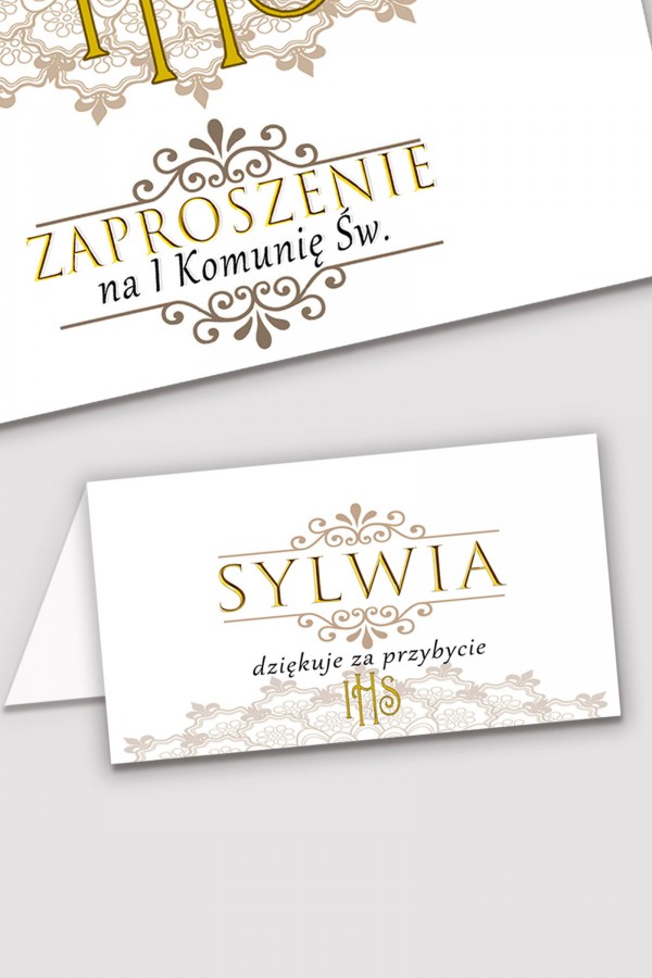 Personalizowane winietki komunijne - Rozeta