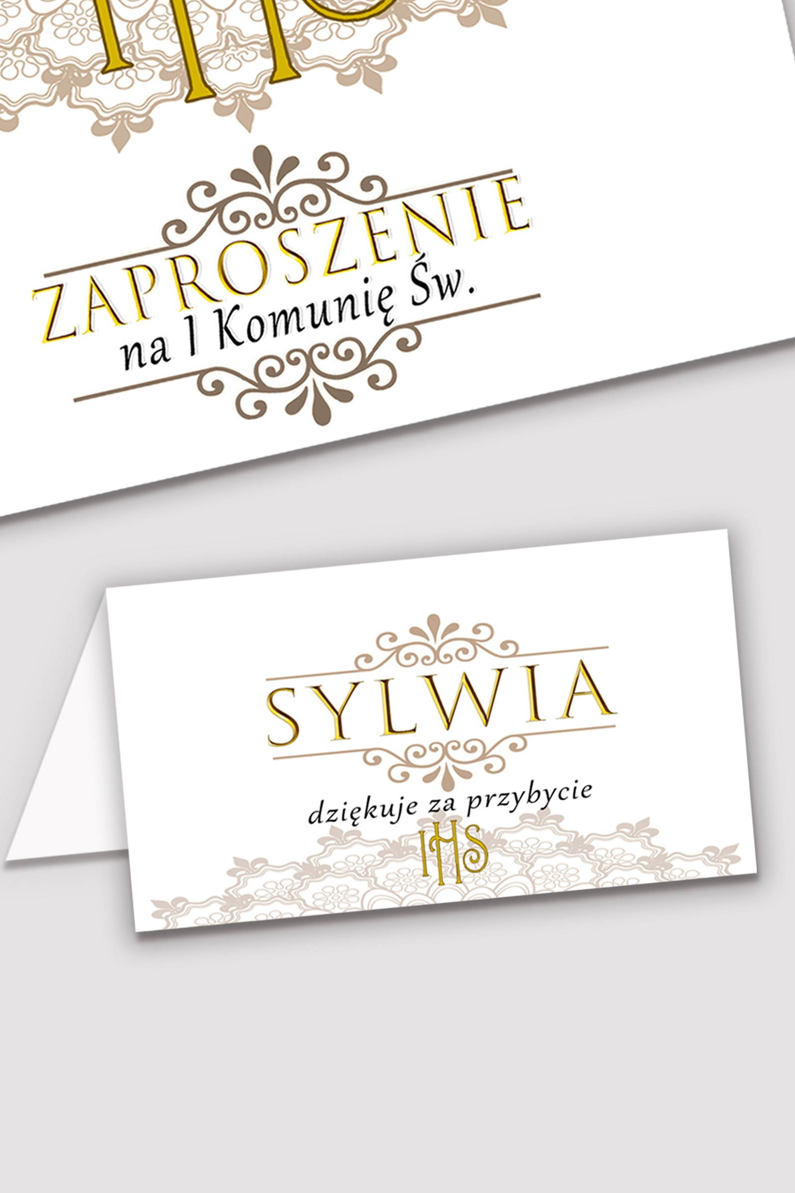 Personalizowane winietki komunijne - Rozeta - obraz 0