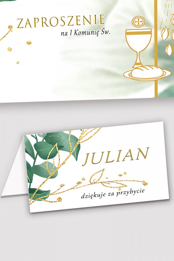 Personalizowane winietki komunijne - Biały płatek