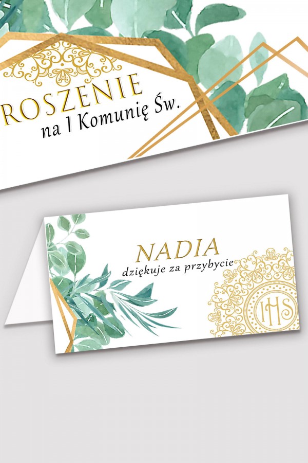 Personalizowane winietki komunijne - Finezyjny Eukaliptus