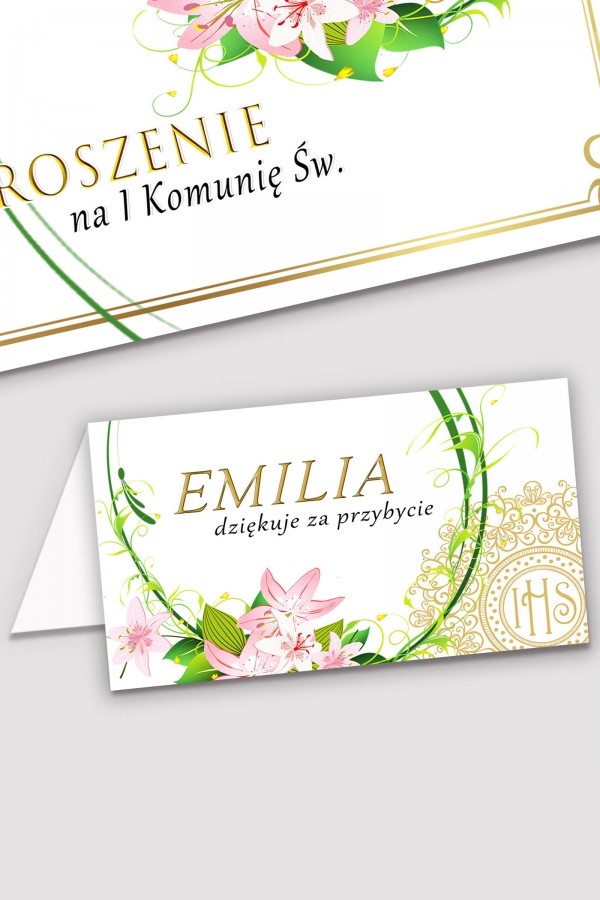 Personalizowane winietki komunijne - Delikatność lilii