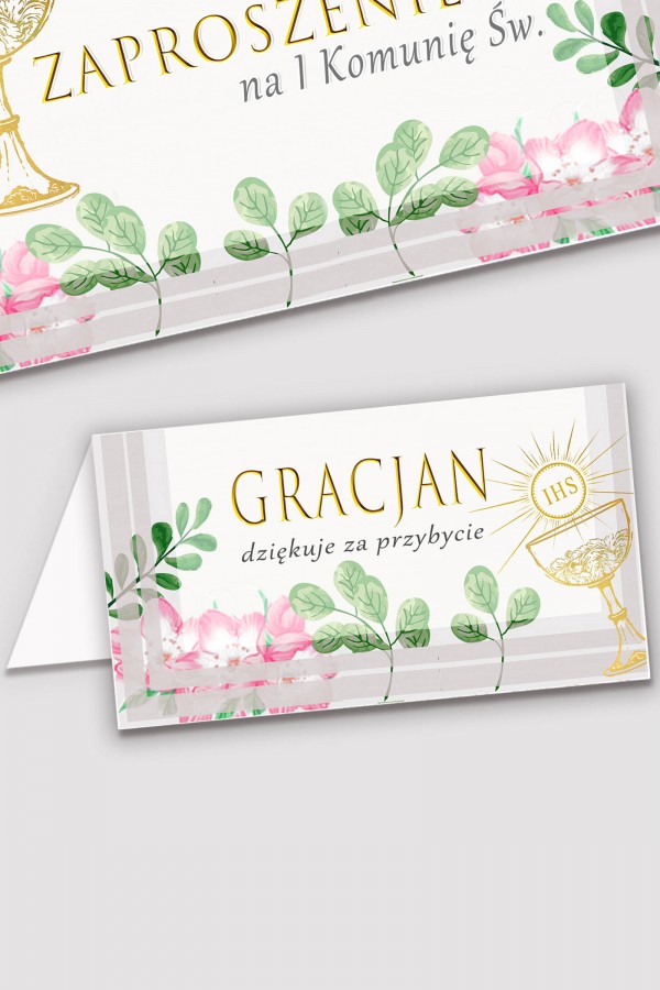Personalizowane winietki komunijne - Fiołki akwarelka