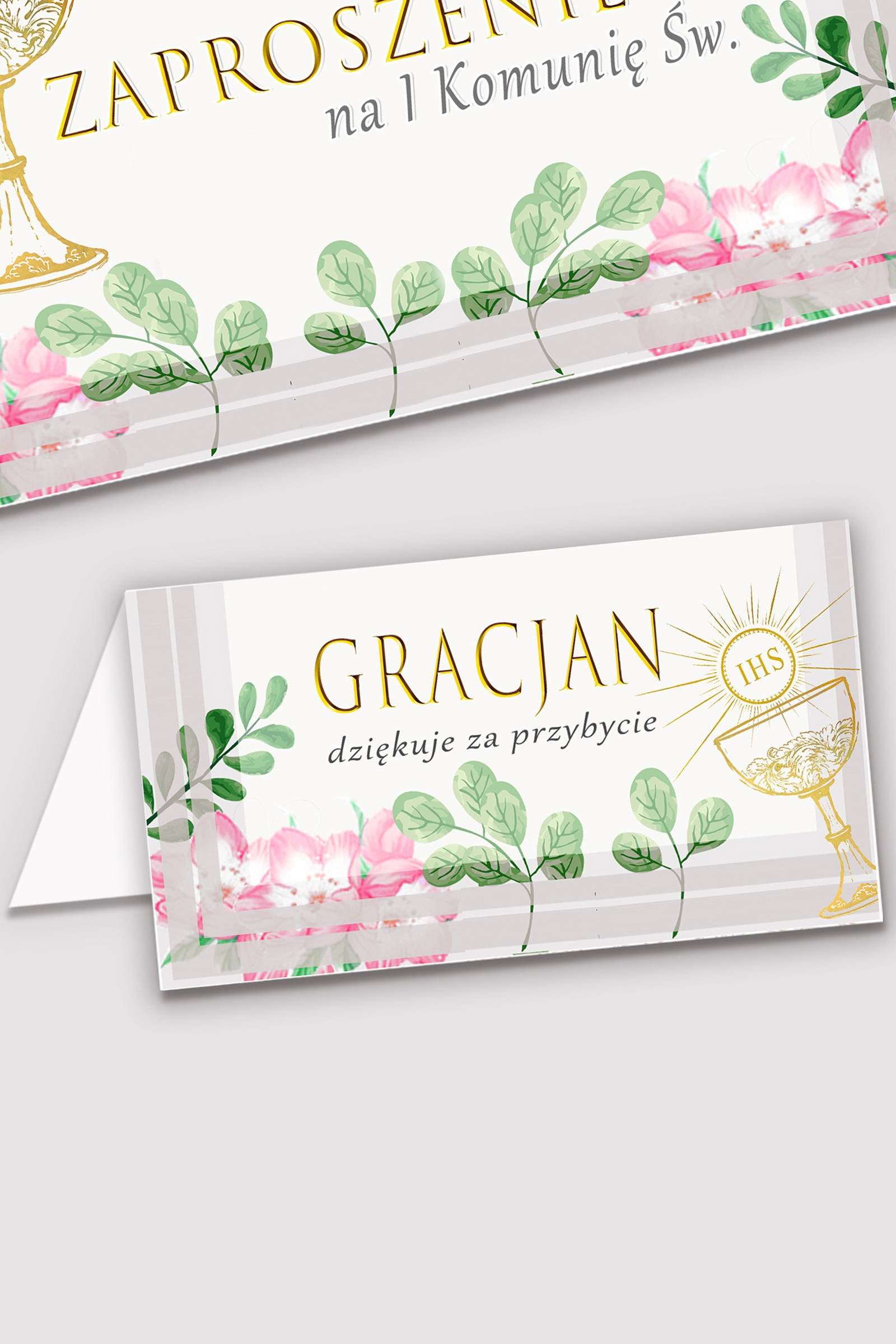 Personalizowane winietki komunijne - Fiołki akwarelka - obraz 0