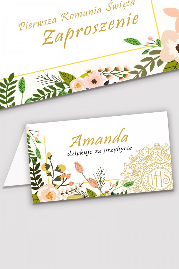 Personalizowane winietki komunijne - Pastelowe maki