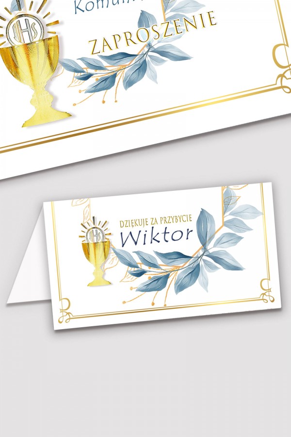 Personalizowane winietki komunijne - Złoto z nutką granatu