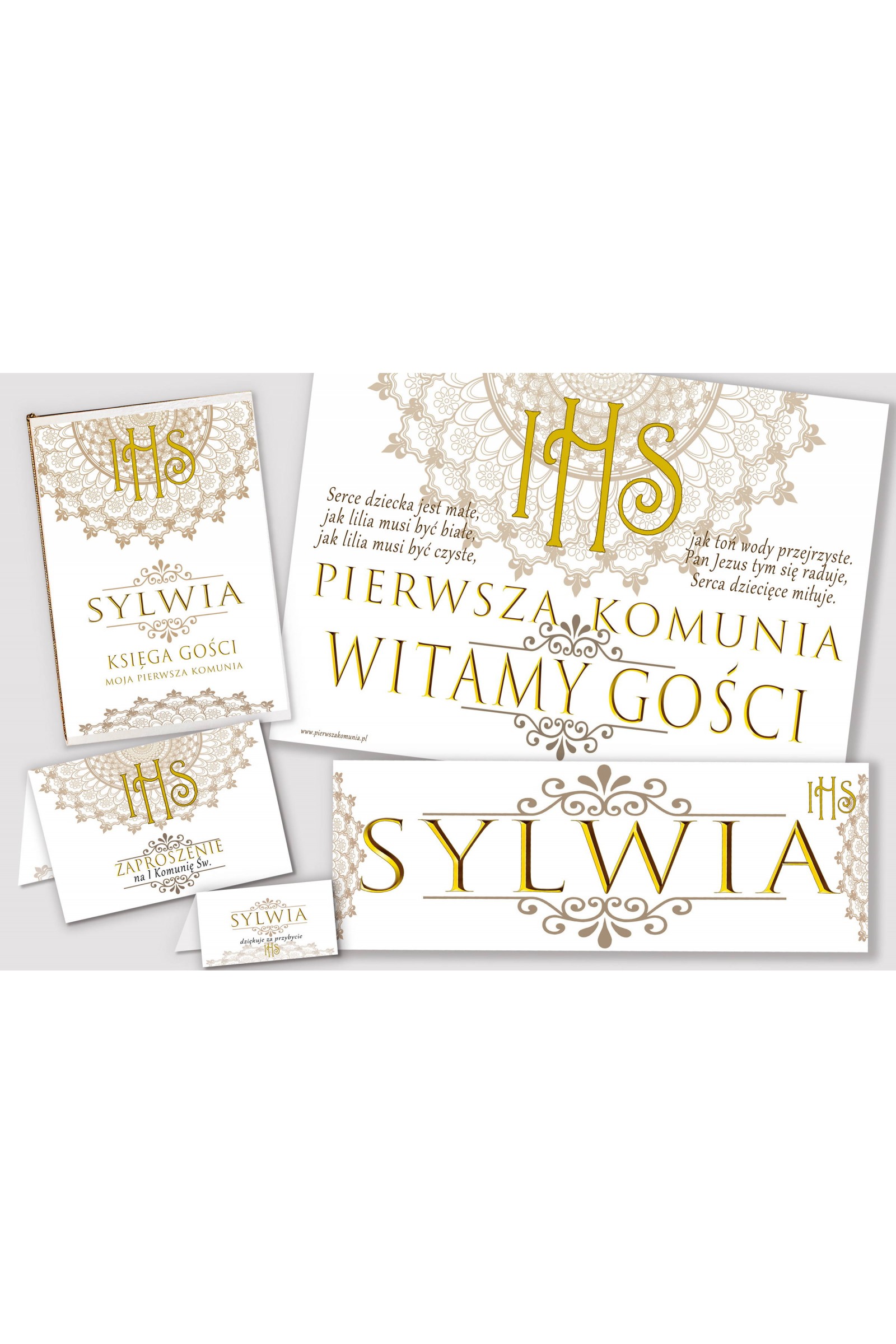 Personalizowany dekoracyjny zestaw komunijny - Rozeta - obraz 1