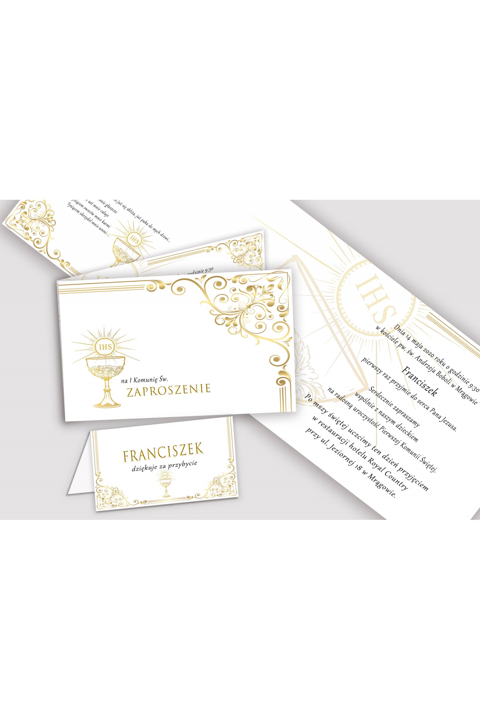Personalizowany dekoracyjny zestaw komunijny - Royal Gold - obraz 5