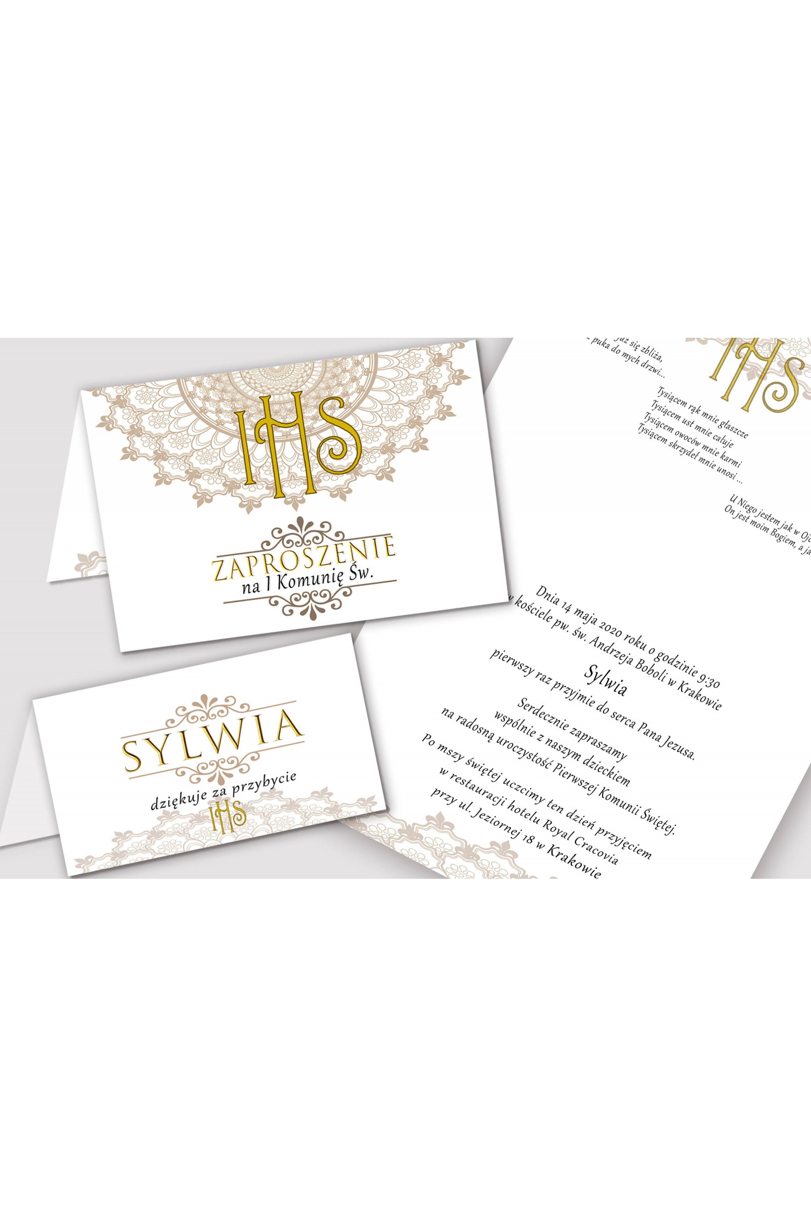 Personalizowany dekoracyjny zestaw komunijny - Rozeta - obraz 5