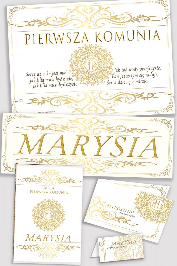 Personalizowany dekoracyjny zestaw komunijny - Elegance
