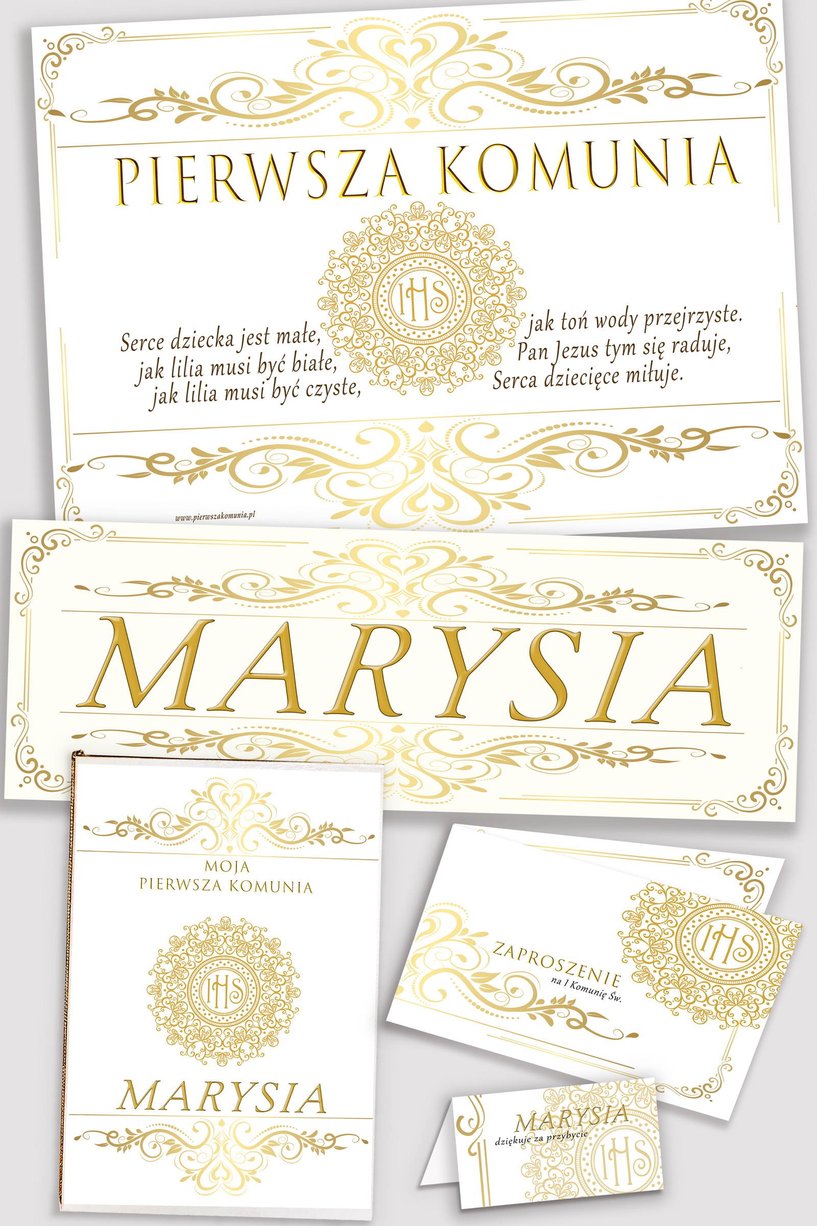 Personalizowany dekoracyjny zestaw komunijny - Elegance - obraz 0