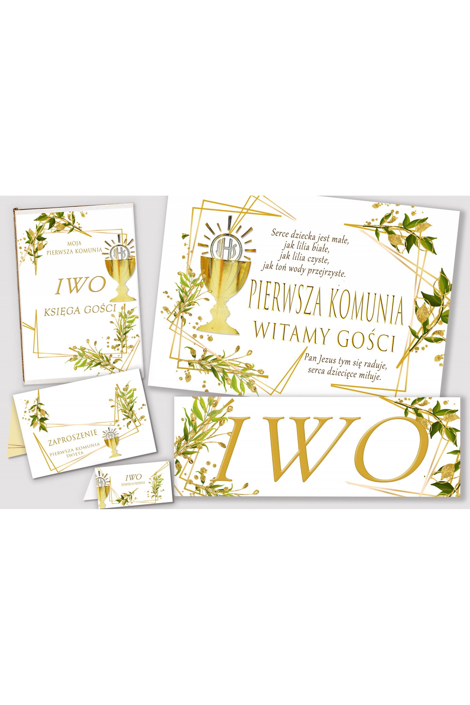 Personalizowany dekoracyjny zestaw komunijny - Złocisty wdzięk - obraz 1