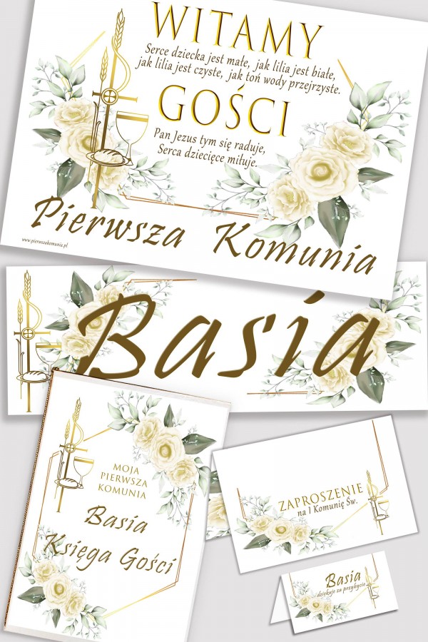 Personalizowany dekoracyjny zestaw komunijny - Gracja