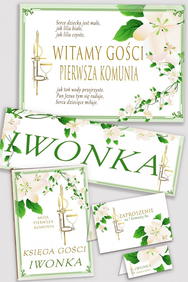 Personalizowany dekoracyjny zestaw komunijny - Świeżość poranka