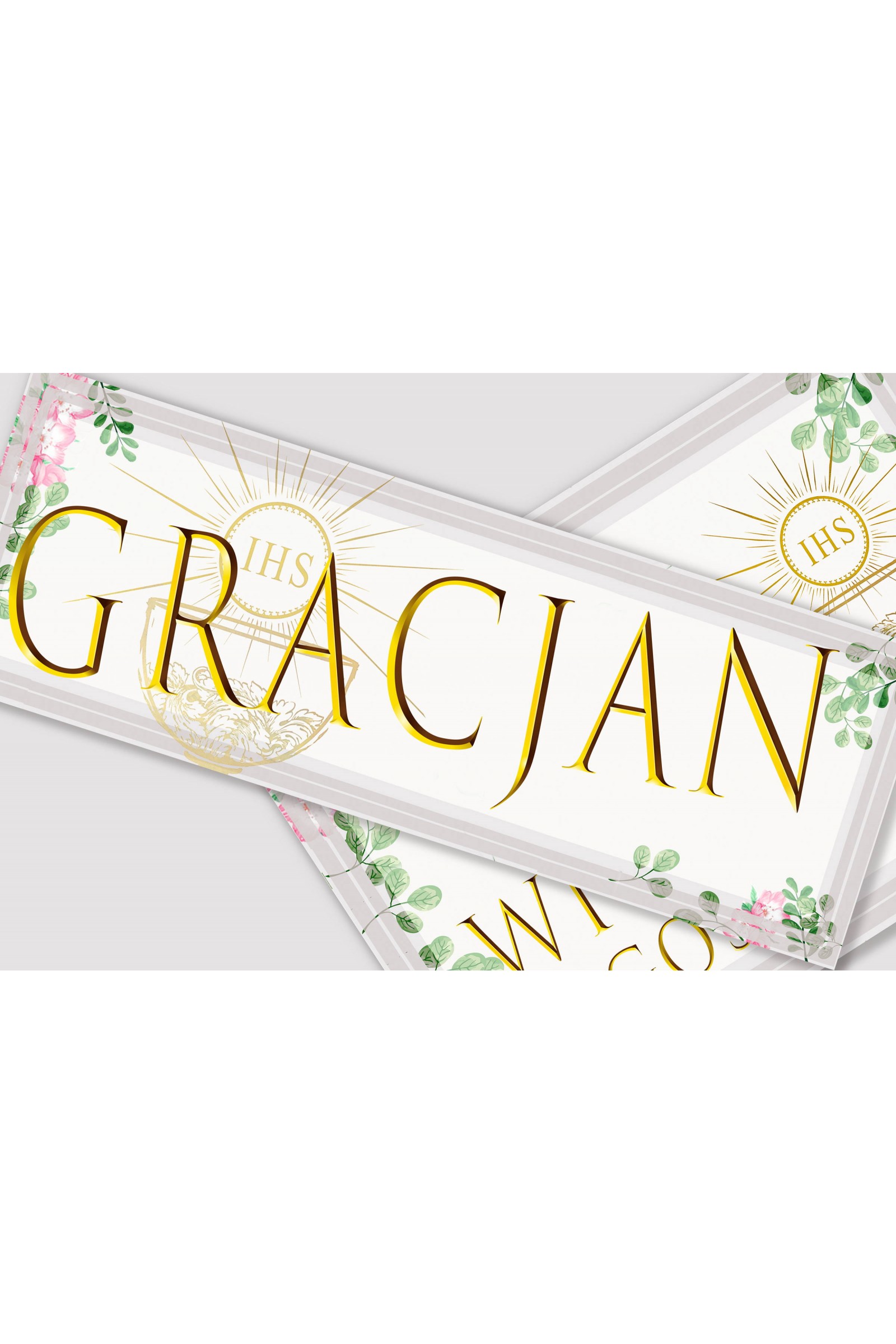 Personalizowany dekoracyjny zestaw komunijny - Fiołki akwarelka - obraz 2