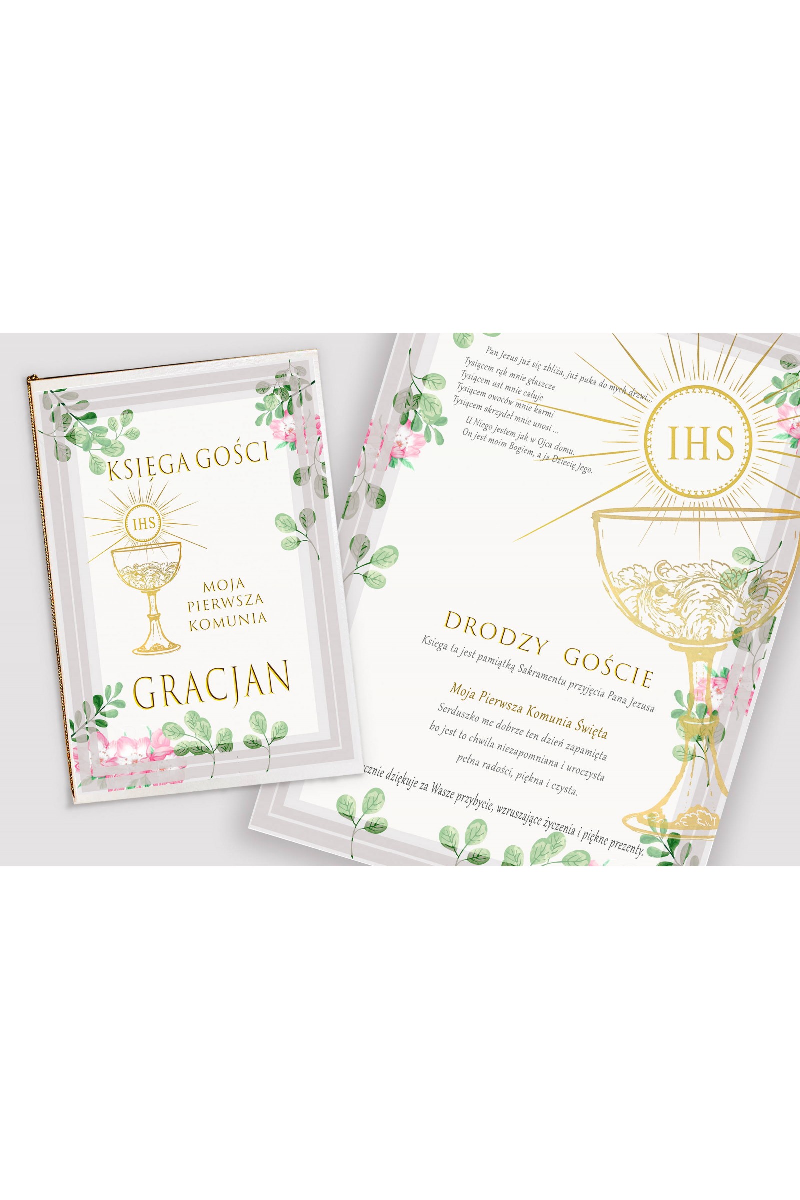 Personalizowany dekoracyjny zestaw komunijny - Fiołki akwarelka - obraz 4