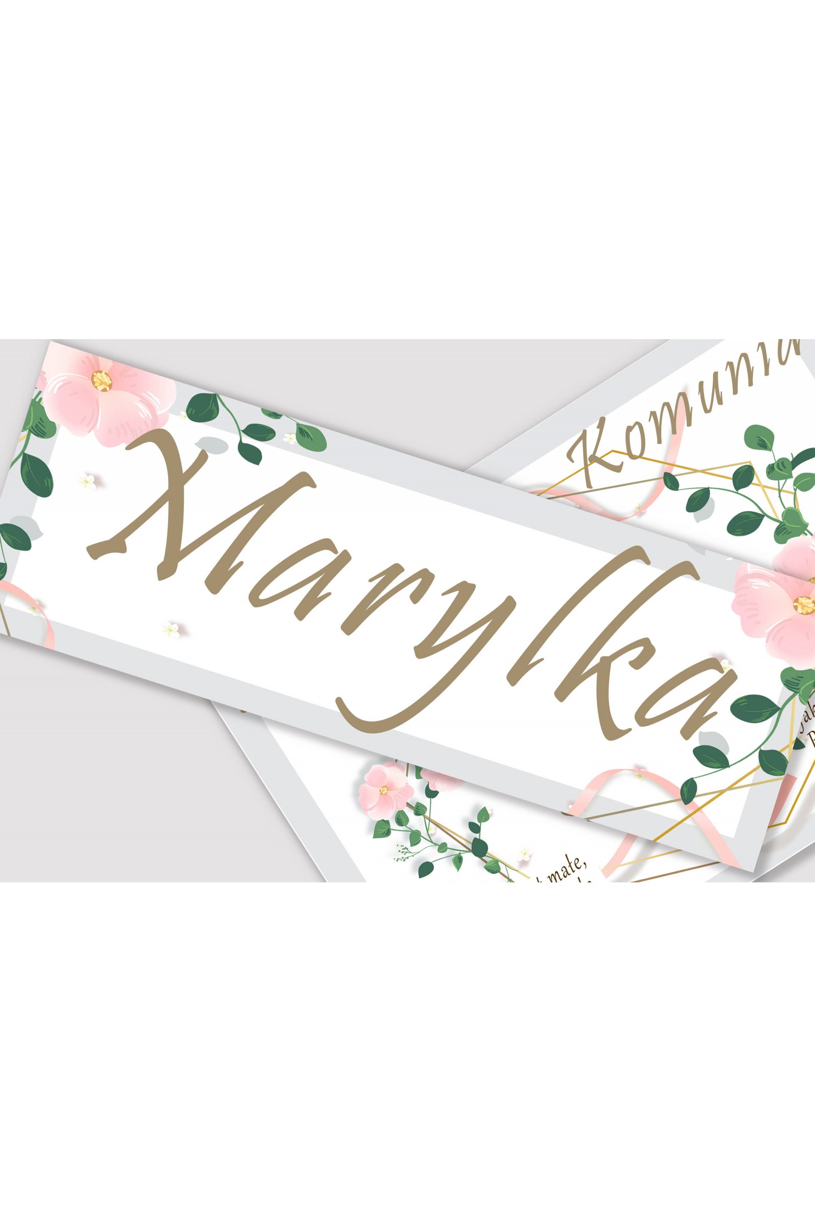 Personalizowany dekoracyjny zestaw komunijny - Różowa wstążeczka - obraz 2