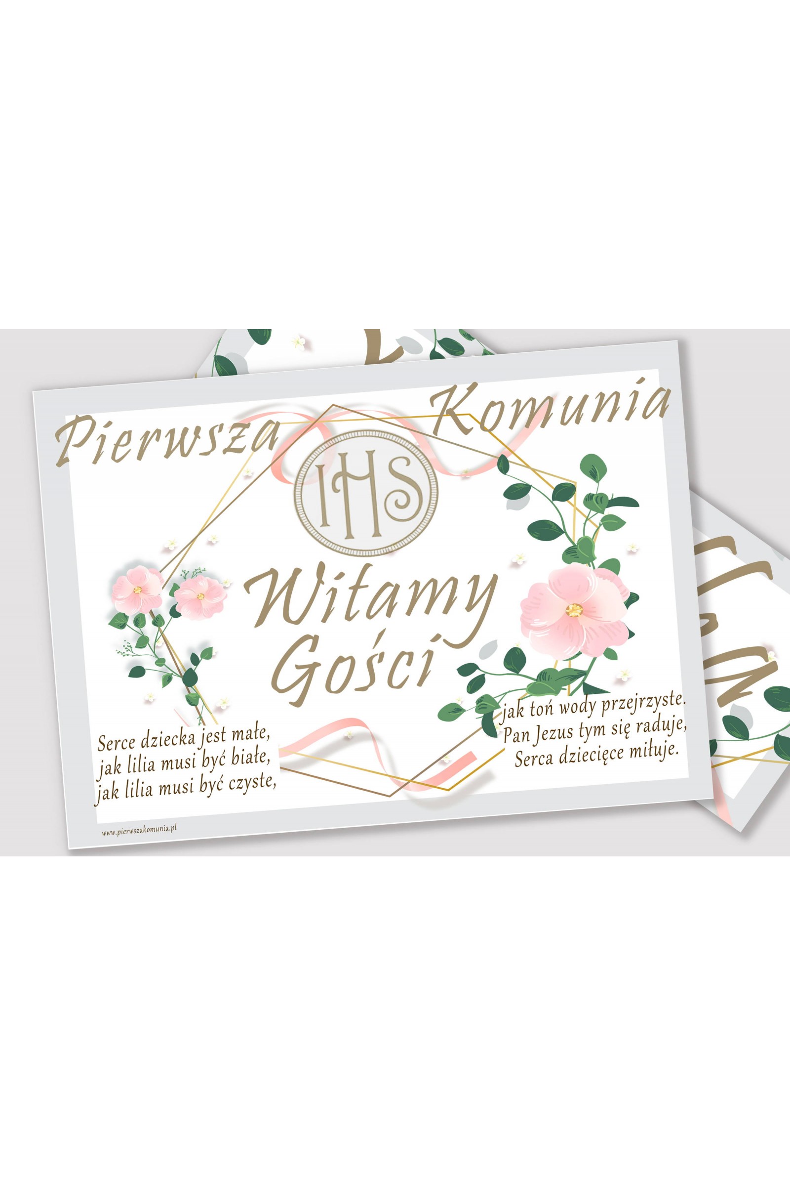 Personalizowany dekoracyjny zestaw komunijny - Różowa wstążeczka - obraz 3