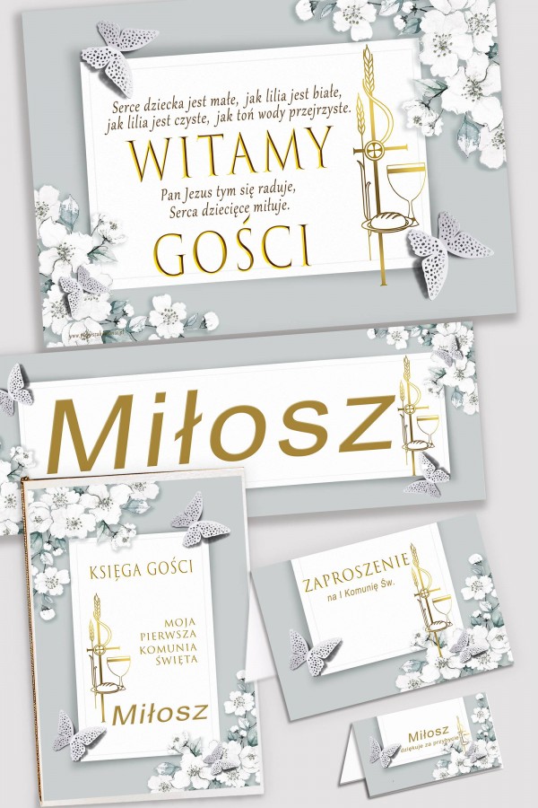 Personalizowany dekoracyjny zestaw komunijny - Jaśminowy ogród