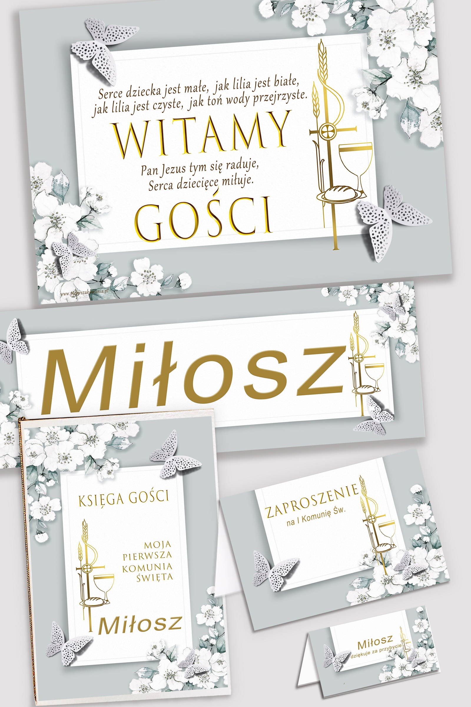 Personalizowany dekoracyjny zestaw komunijny - Jaśminowy ogród - obraz 0