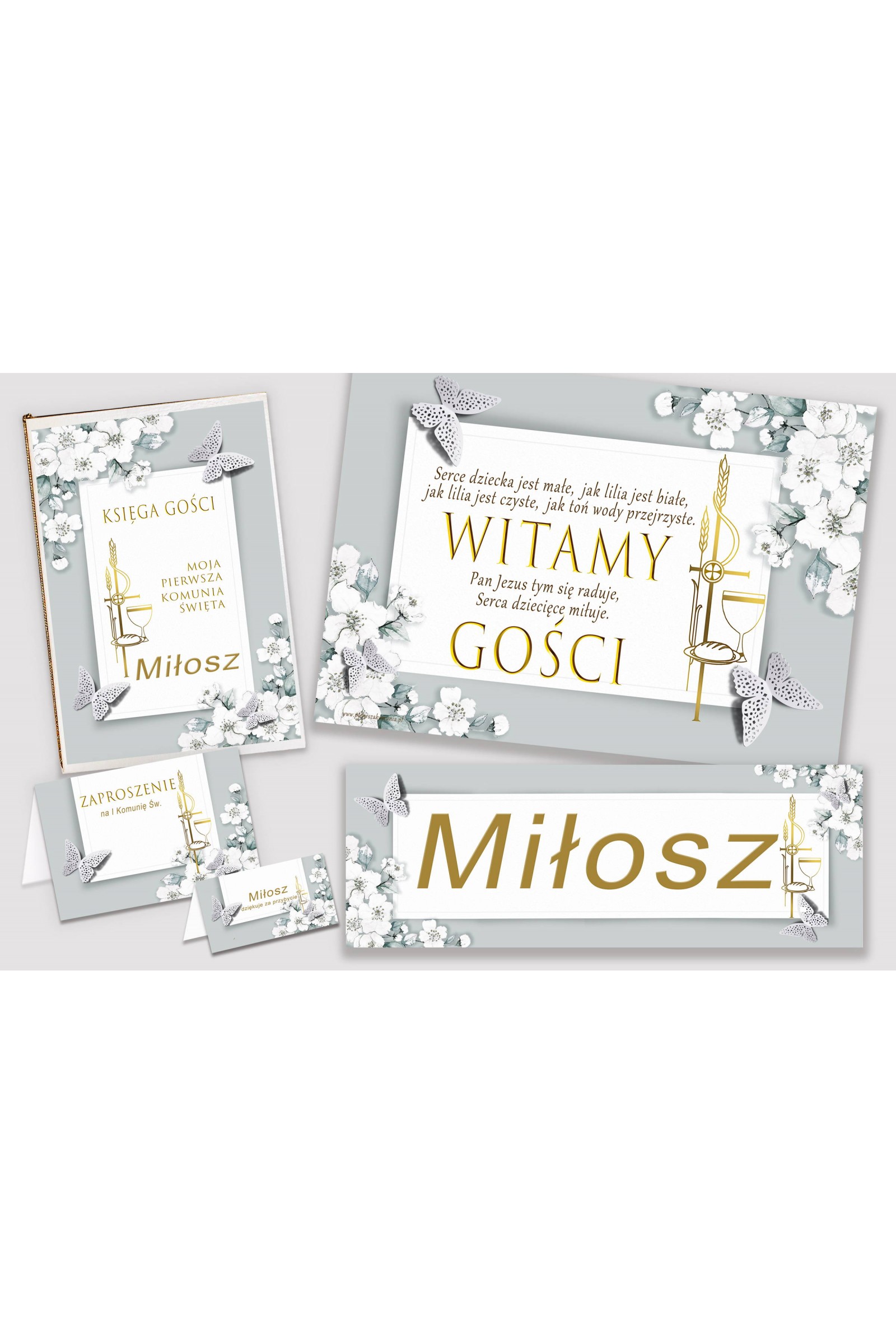 Personalizowany dekoracyjny zestaw komunijny - Jaśminowy ogród - obraz 1