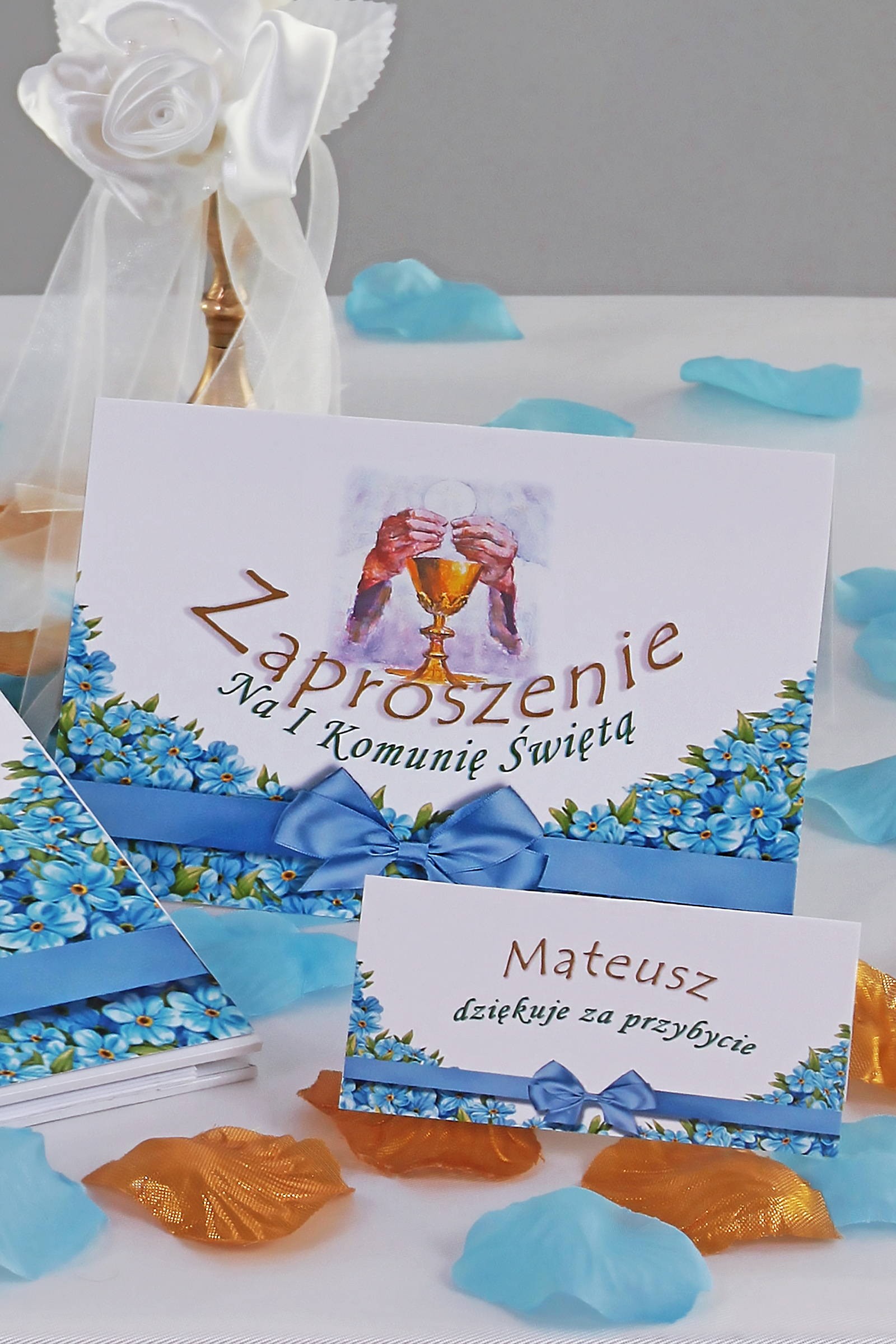 Personalizowany dekoracyjny zestaw komunijny - Niezapominajka - obraz 5