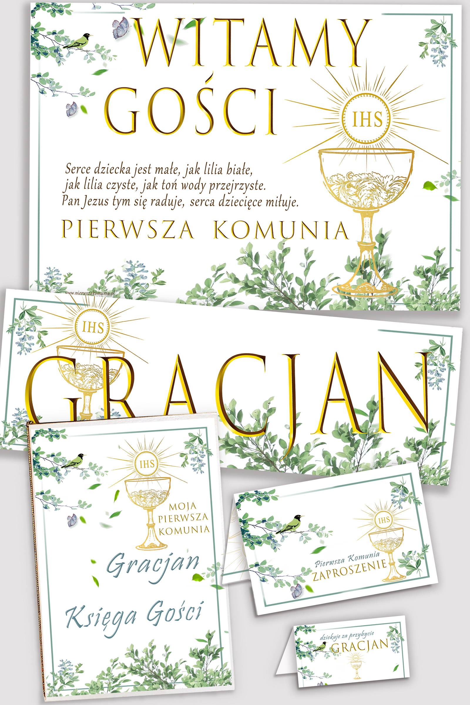 Personalizowany dekoracyjny zestaw komunijny - Słowik w gaju - obraz 0