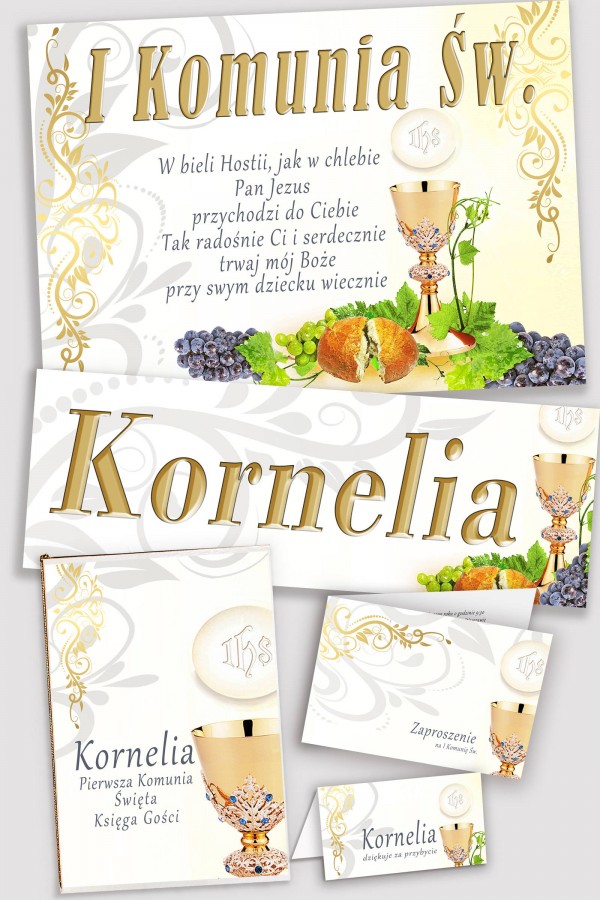 Personalizowany dekoracyjny zestaw komunijny - Kielich