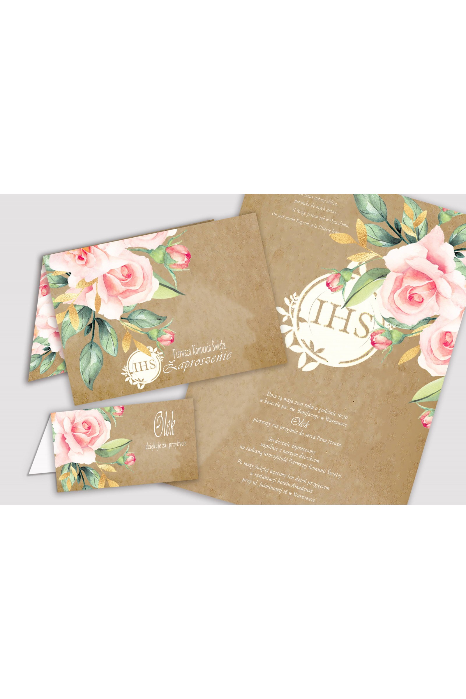 Personalizowany dekoracyjny zestaw komunijny - Pergaminowy bukiet - obraz 5