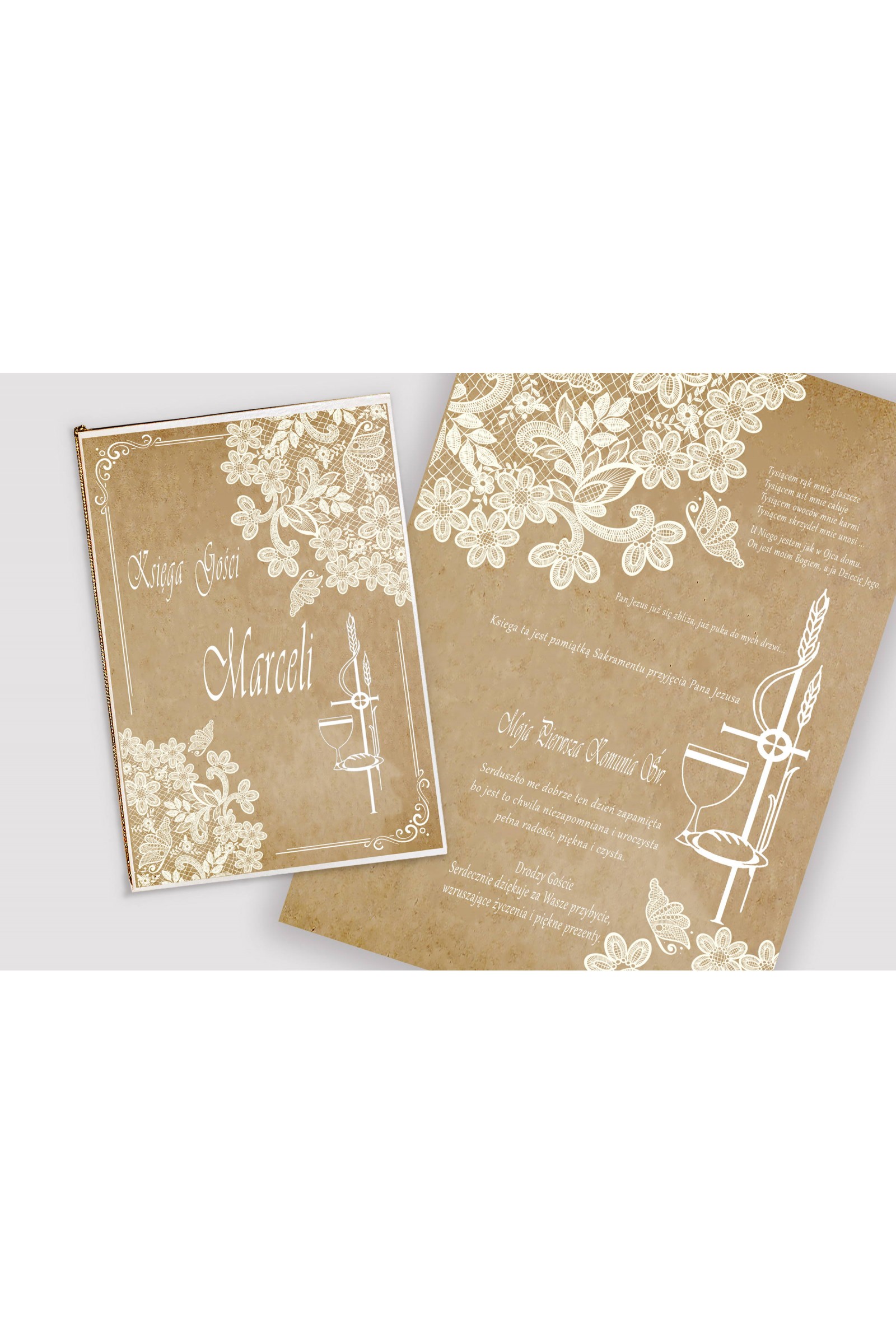 Personalizowany dekoracyjny zestaw komunijny - Pergaminowy motylek - obraz 4